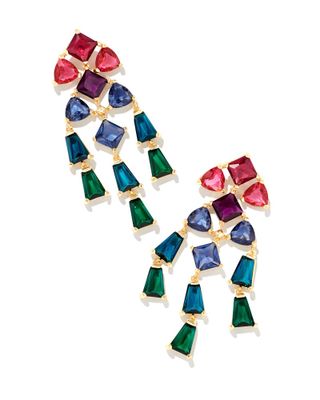 Blair Gold Jewel Statement Earrings in Multi Mix