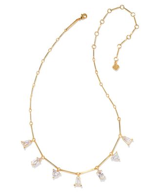 Blair Gold Jewel Strand Necklace in White Crystal