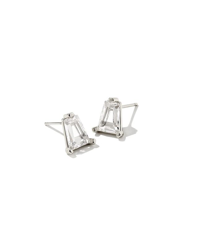 Grayson Gold Stud Earrings in White Crystal