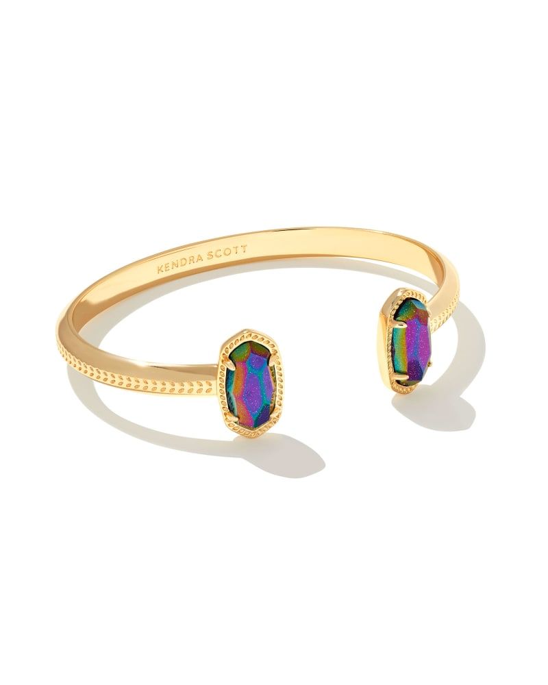 Elton Gold Cuff Bracelet in Iridescent Drusy