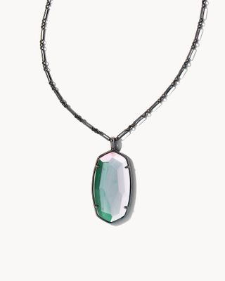 Dichroic Glass Pendant Necklace - Black/Green/Blue — Gallery 1