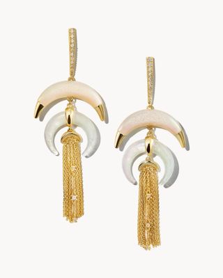 Rebecca Gold Statement Earrings in Iridescent Window Drusy Mix