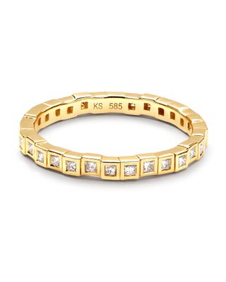 Bowen 14k Yellow Gold Band Ring White Diamond
