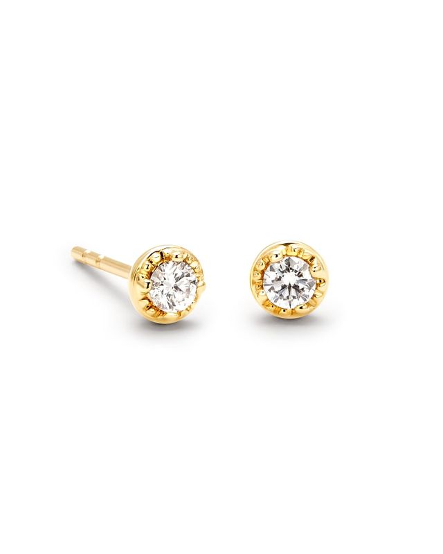 Heart MIni 14k Yellow Gold Single Stud Earring in White Diamond