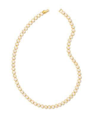 Carmen Gold Tennis Necklace in White Crystal