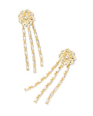 Cameron Gold Convertible Statement Earrings in White Crystal