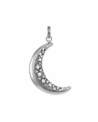 Large Crescent Moon Charm in Vintage Silver