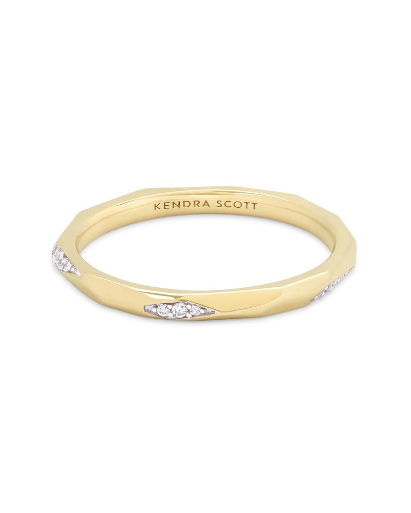 Michelle 14k Gold Band Ring White Diamond - 8