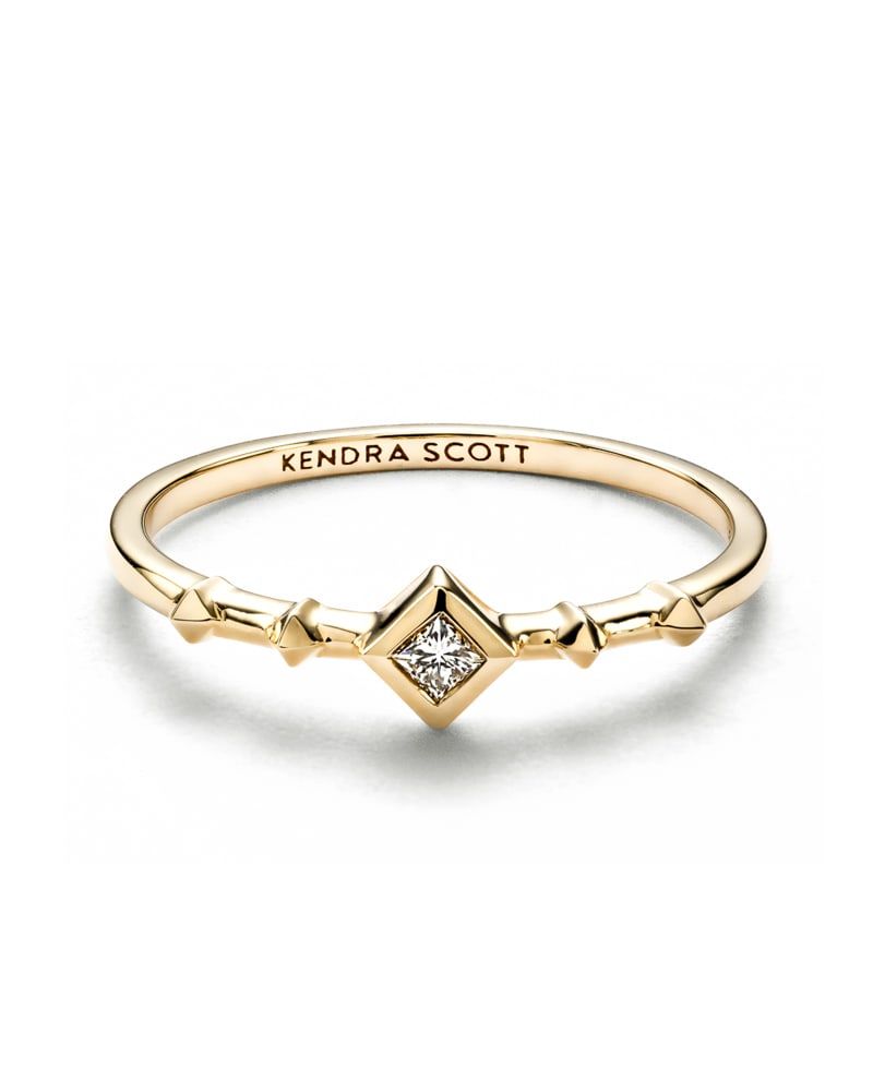 Whitney 14k Yellow Gold Band Ring in White Diamond