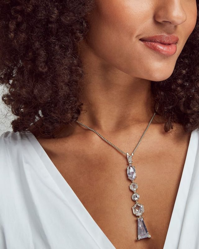 Kendra Scott Silver Crowley Y Necklace | Necklace, Shop necklaces, Silver y  necklace