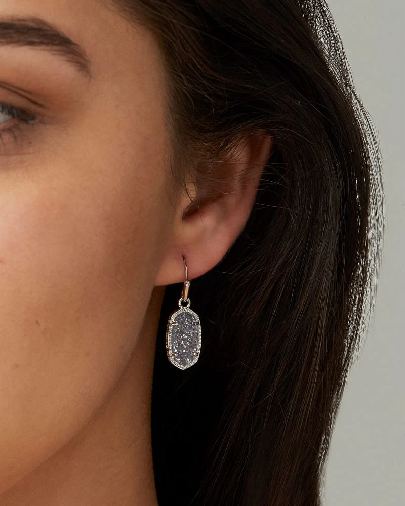 Lee Silver Drop Earrings Platinum Drusy