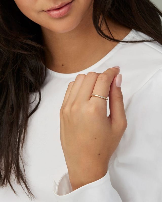 Cross 14k Yellow Gold Band Ring in White Diamond | Kendra Scott