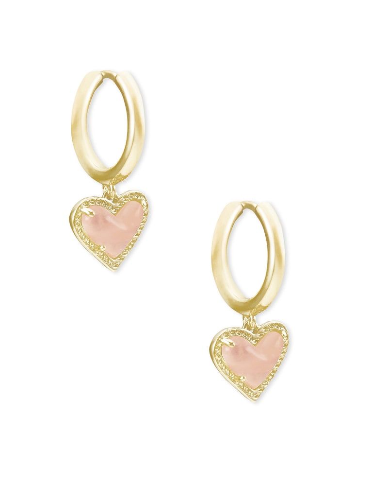 Ari Heart Rose Gold Stud Earrings in Pink Drusy