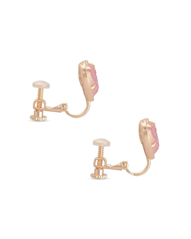 Ari Heart Rose Gold Stud Earrings in Pink Drusy