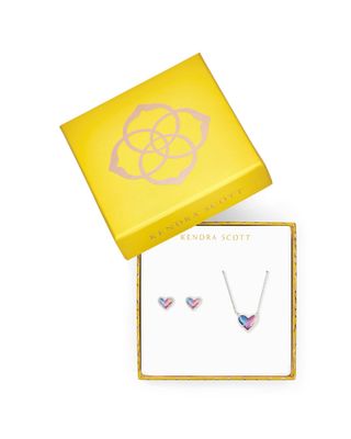 Ari Heart Necklace & Earrings Gift Set in Watercolor Illusion