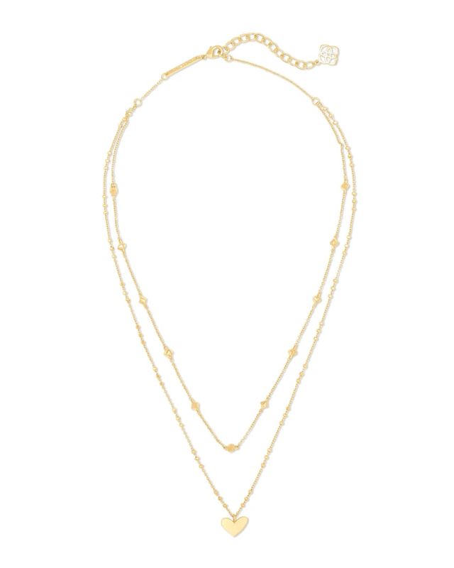 Ari Heart Multi Strand Necklace in Rose Gold