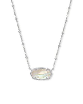 Elisa Satellite Silver Pendant Necklace in Iridescent Abalone