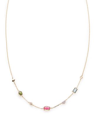 Alina Choker Necklace in Multi Gemstone Mix and 14k Yellow Gold