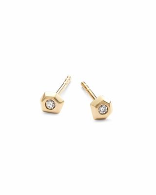 Kendra Scott Star 14K Yellow Gold Stud Earrings in White Diamond