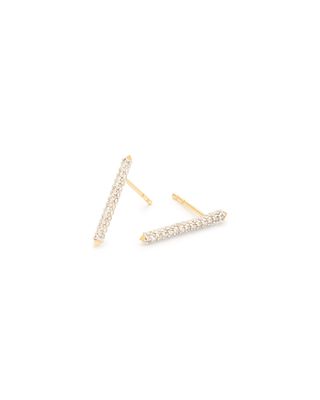 Raelynn 14k Yellow Gold Stud Earrings In White Diamonds