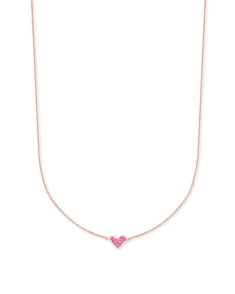 Rose Gold Pink Sapphire Heart Pendant