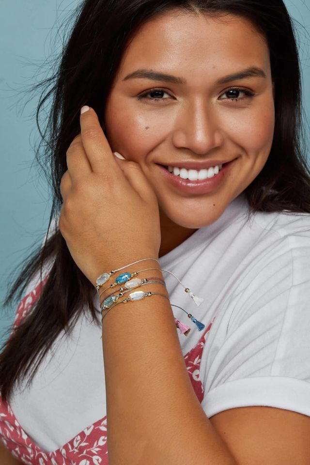 Elaina Gold Friendship Bracelet in Rose Quartz