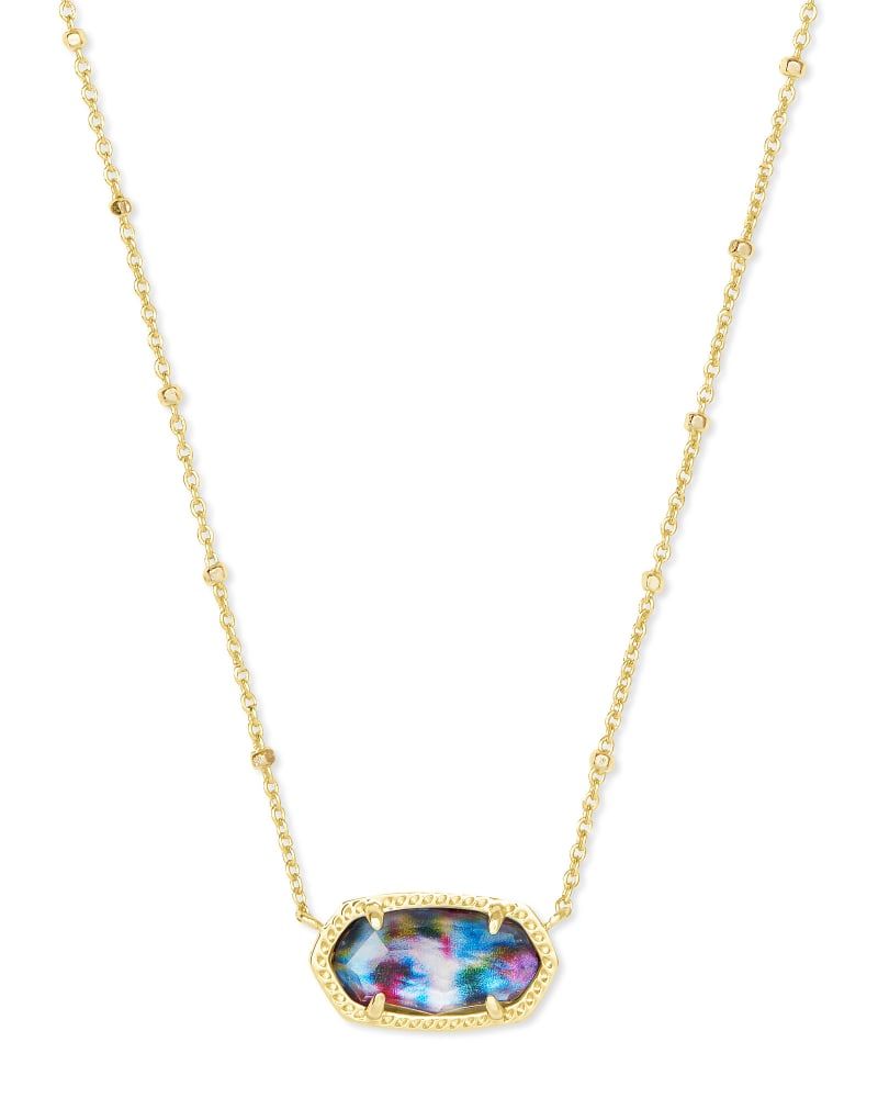 Elisa Gold Pendant Necklace in White Kyocera Opal