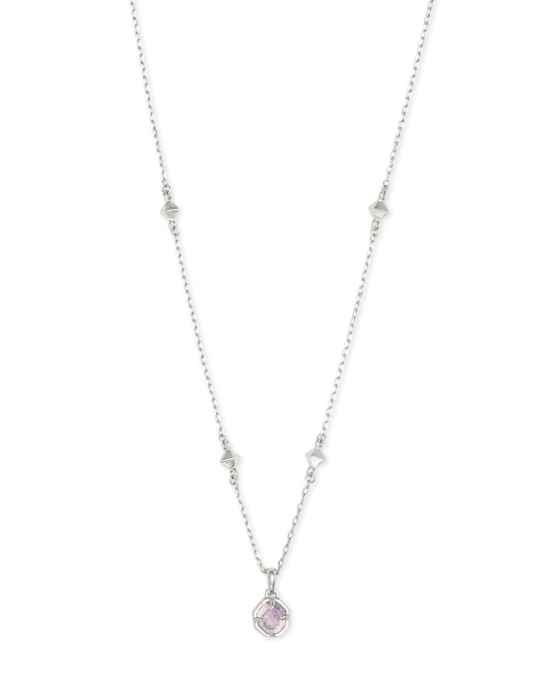 Elisa Silver Pendant Necklace in White Kyocera Opal