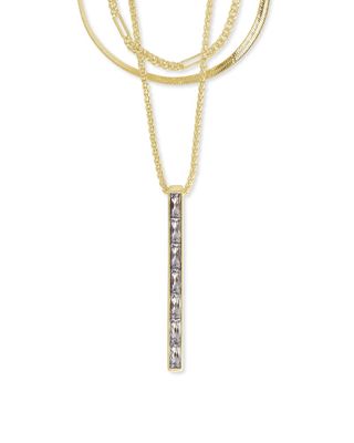 Jack Gold Multi Strand Necklace in White Crystal