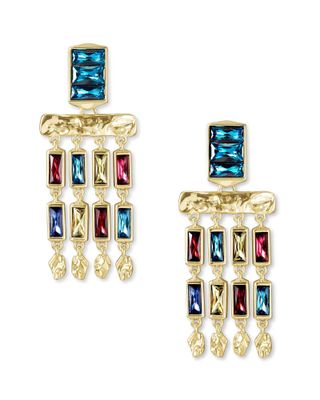 Jack Gold Statement Earrings in Multi Crystal