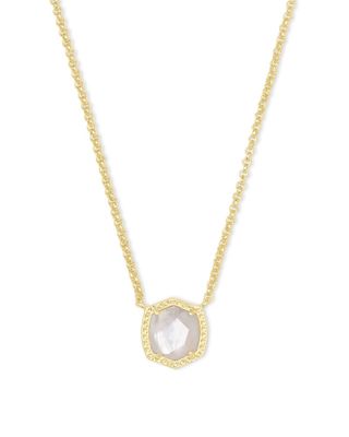Davie Gold Pendant Necklace in Ivory Mother-of-Pearl