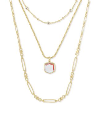 Davis Gold Triple Strand Necklace in Dichroic Glass
