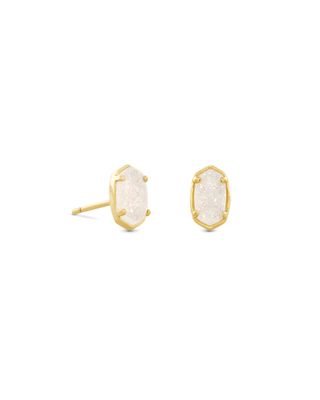 Emilie Gold Stud Earrings in Iridescent Drusy