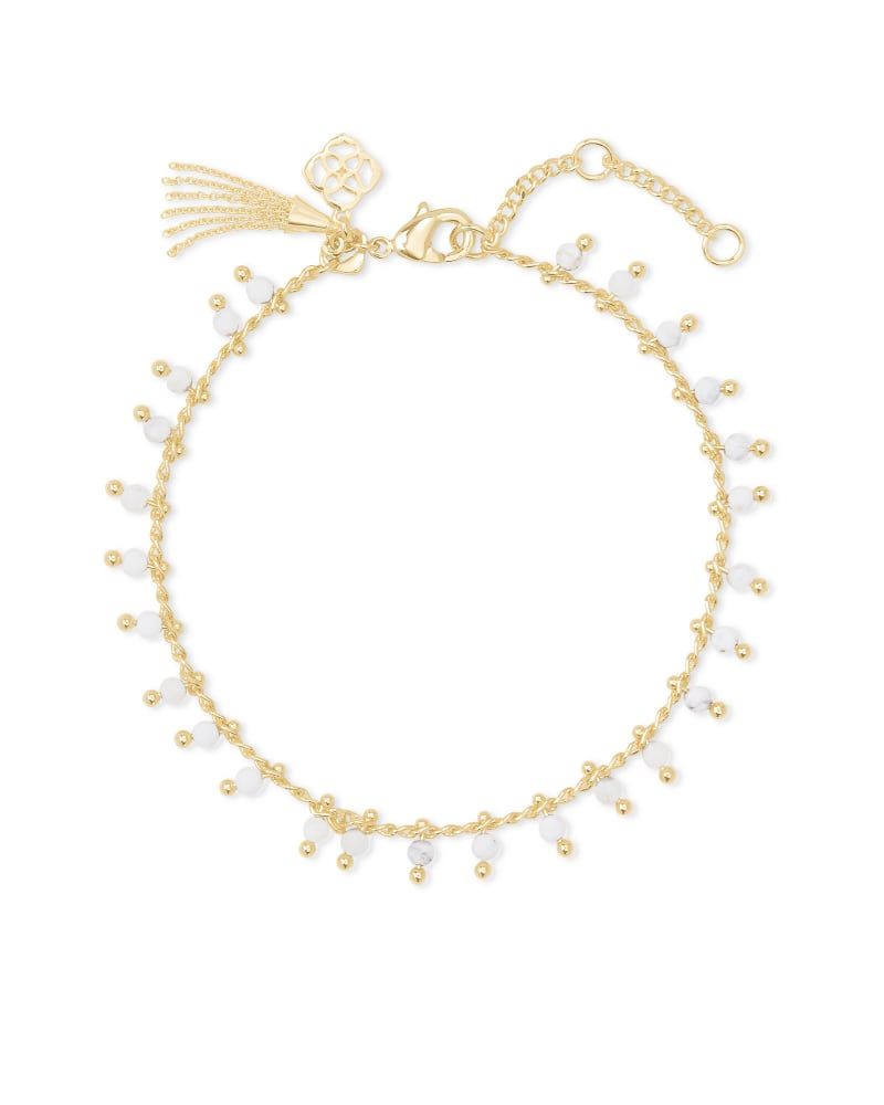 Juliette Gold Delicate Chain Bracelet in White Crystal