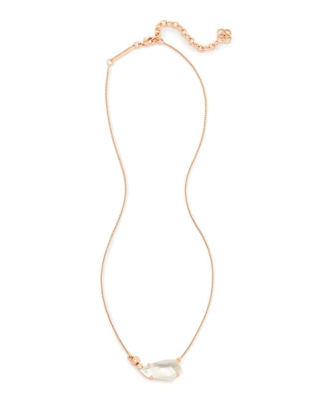 Kendra Scott Ember Rose Gold Pendant Necklace in Light Pink Opal