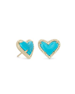 Ari Heart Gold Stud Earrings in Turquoise Magnesite
