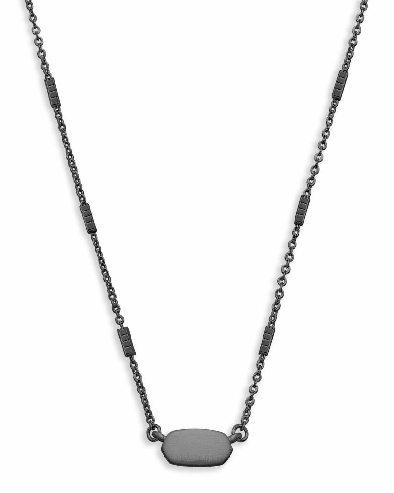 Kendra Scott ELISA Gunmetal Pendant Necklace - Black Drusy