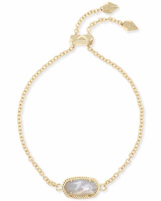 Elaina Gold Adjustable Chain Bracelet in Ivory Pearl