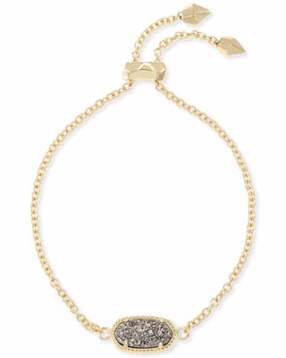 Elaina Gold Adjustable Chain Bracelet in Platinum Drusy