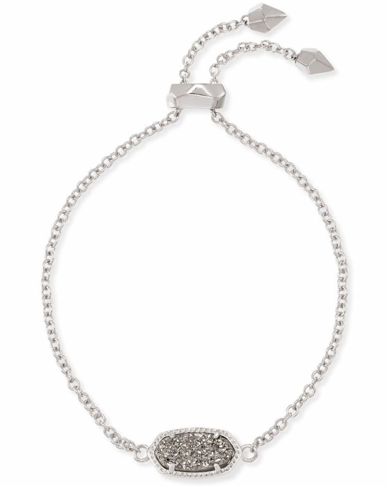 Elaina Silver Adjustable Chain Bracelet in Platinum Drusy