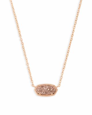 Elisa Rose Gold Extended Length Pendant Necklace Drusy
