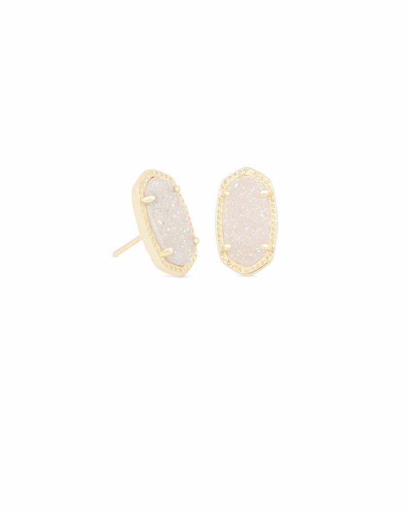 Baguette Ellie Silver Stud Earrings in Platinum Drusy