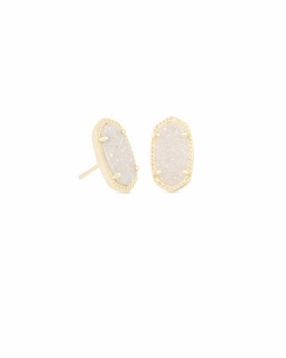 Emilie Gold Stud Earrings in Iridescent Drusy