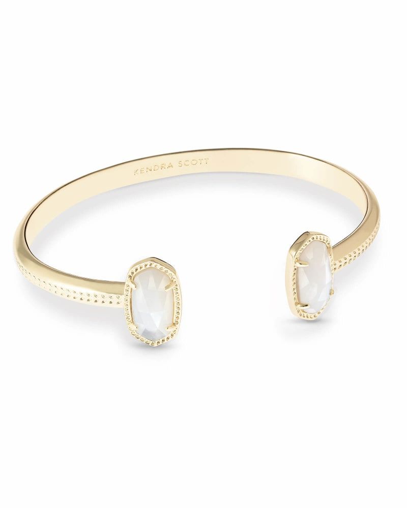 Elton Gold Cuff Bracelet in Rose Quartz