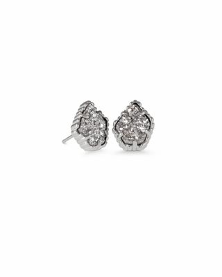 Tessa Silver Stud Earrings in Platinum Drusy