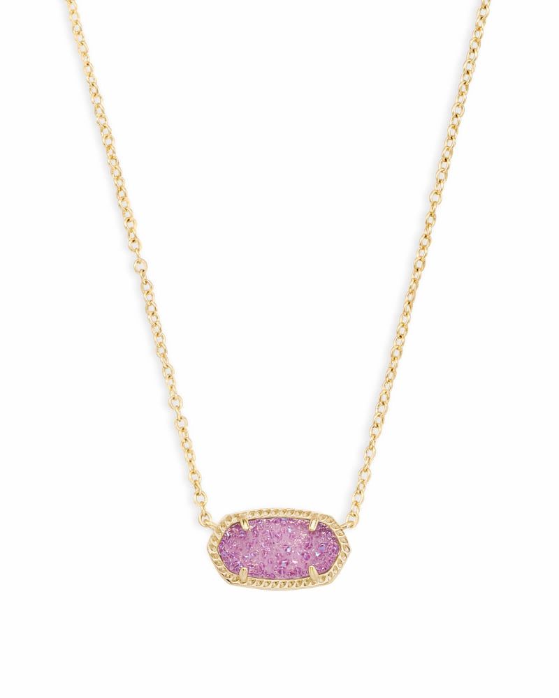 Elisa Gold Pendant Necklace in Pink Drusy, Kendra Scott, Kendra Scott