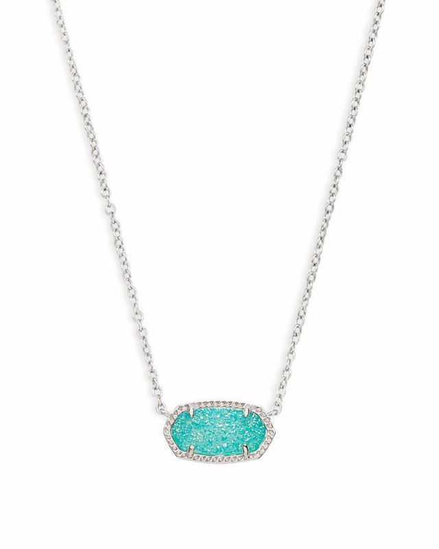 Elisa Silver Pendant Necklace in White Kyocera Opal