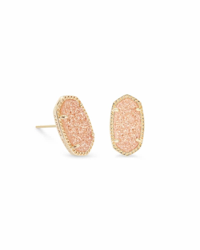 Baguette Ellie Silver Stud Earrings in Platinum Drusy