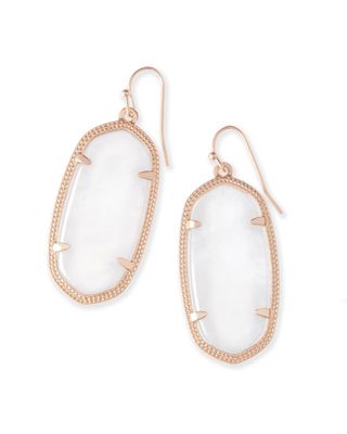 Elle Rose Gold Drop Earrings in Ivory Mother-of-Pearl