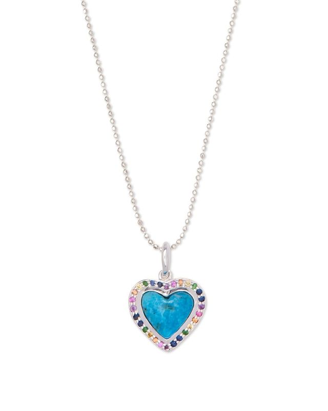 Angie Heart Sterling Silver Locket Statement Bracelet in Turquoise